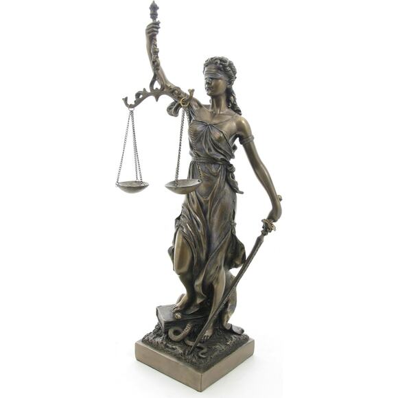 US 13 Inch La Justicia Blind Folded Women Cold Cast Bronze Figurine - Picture 1 of 1
